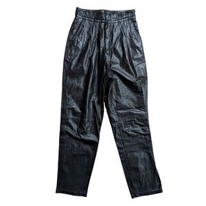 TOFFS Vintage Ultra High Waisted Black Genuine Leather Pants Size 10 M
